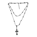 Dark zircon cross beaded necklace    female summer long stacking neck chain    instagram fashion    all-match chain