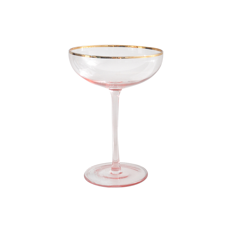 verre à vin cerclé d'or rose H