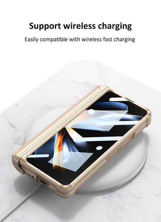 2022 Magnetic Hinge Pen Slot HD Tempered Film PC Phone Case for Samsung Galaxy Z Fold 4 Fold 3 5G with Bracelet
