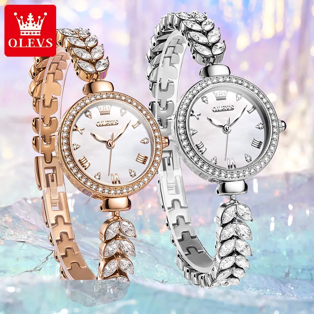 Olevs 9971 ragazze orologio al quarzo a basso costo gioielli impermeabile semplice orologio da polso fornitore della cina di moda diamante Design per la signora