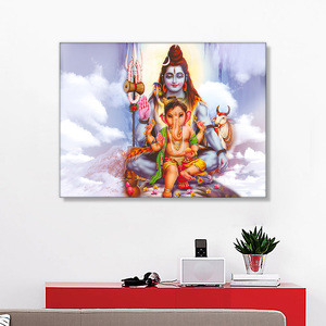 印度印度教金甘尼萨神庙大象神画画布海报印刷宗教艺术壁画客厅装饰 - Product Image 2