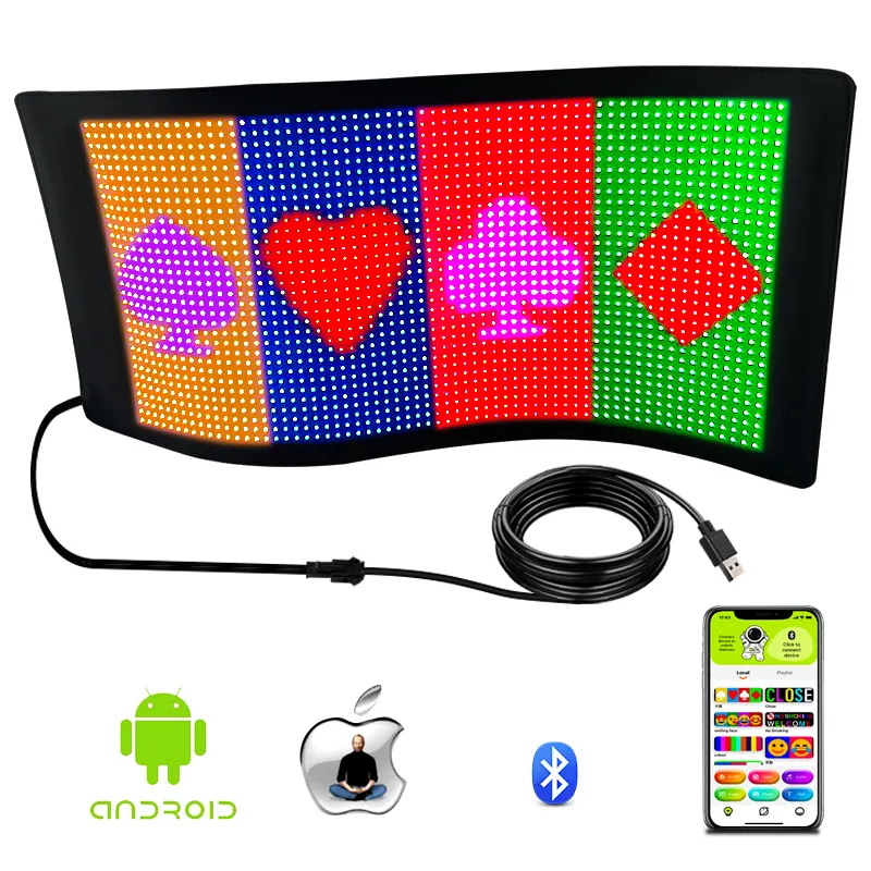 S3264RGB APP Control Digital LED Matrix Panel Custom Text Pattern Animation Scrolling EL LED Car Sign for Auto or business