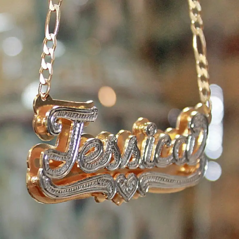 Collar de cadena de acero inoxidable, materiales de cobre, dorado, con letras, collares personalizados