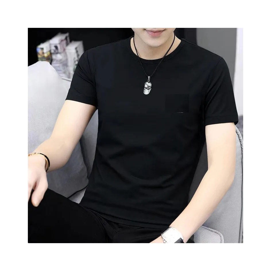 Loose Fit Oversized Crew Round Neck manga curta High End Cotton t Shirt Para Homens