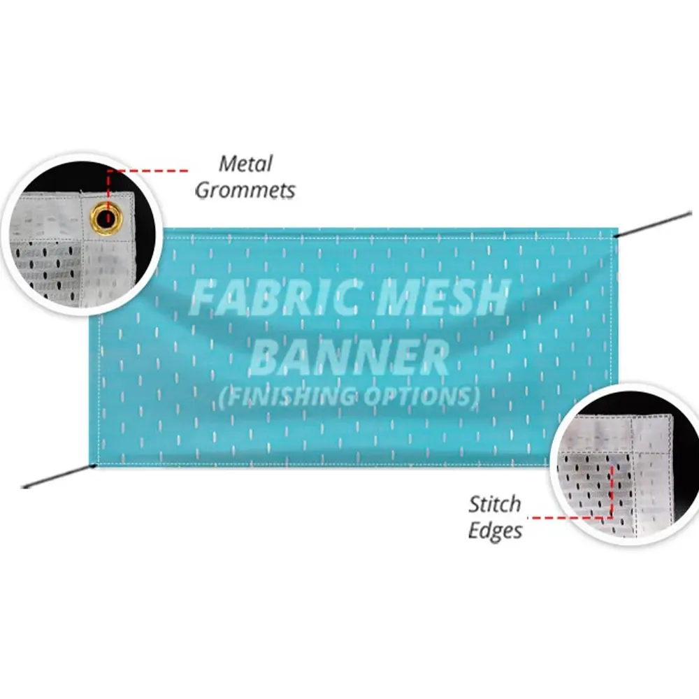 Bannière en maille de polyester Bannière en tissu en maille promotionnelle extérieure personnalisée respirante pour la publicité