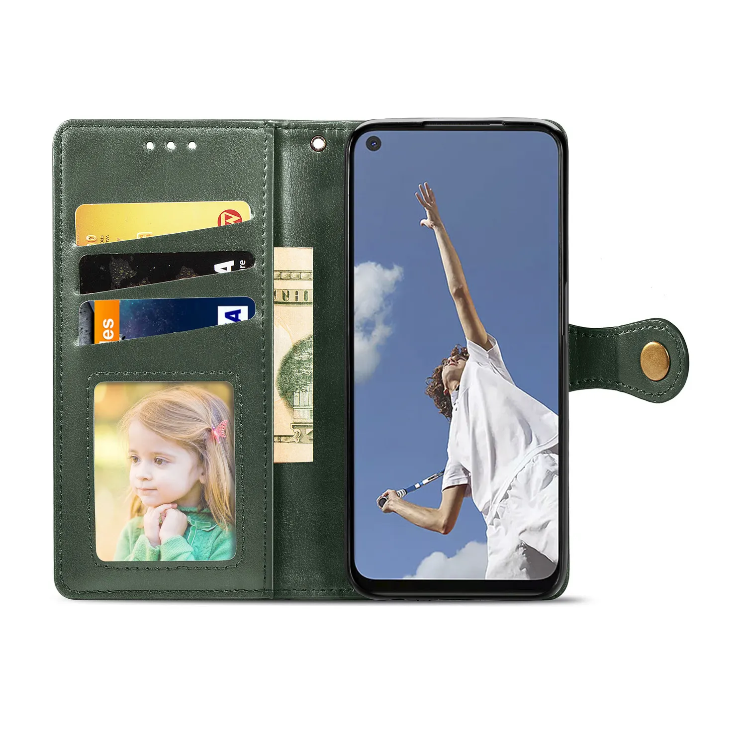 For Oppo F11 PRO 2020 New Round Button Business電話ケースWallet CaseとStrap Special Leather Case Bags