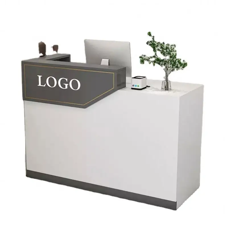 Bureau en bois moderne petit bureau Service à la clientèle comptoir avant Salon de beauté réception fabricants en gros Simple