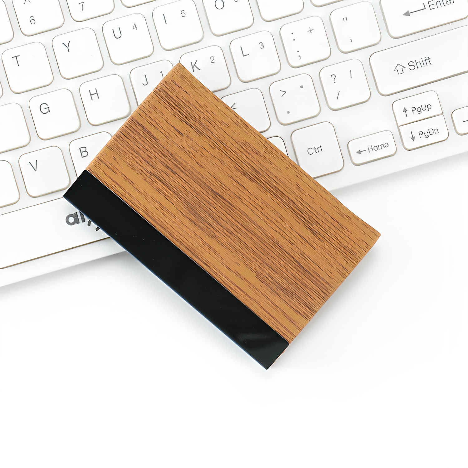 Caja para tarjetas bancarias de madera de olivo amarilla, 9762mm-3.