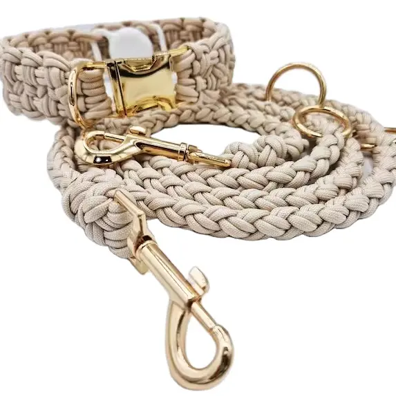 3 in 1 freisprecheinrichtung Paracord Hundehalsband und Leine Dackel high-end Haustierhalsbänder Seilkragen Halsband für Hund