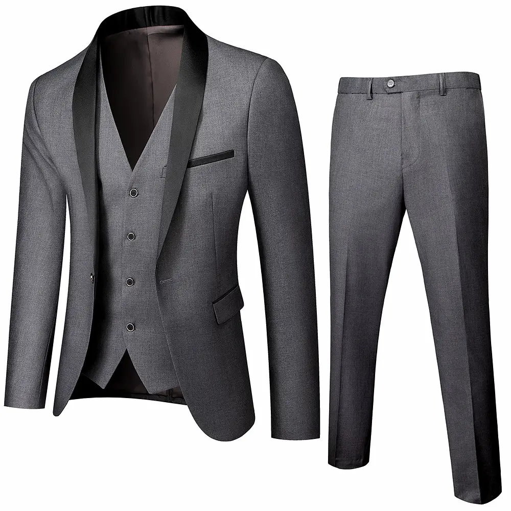 Zwarte Mannen Herfst Wedding Party Drie Stukken Set Grote Maat 5XL 6XL Mannelijke Blazer Jas Broek En Vest Mode Slanke fit Pak