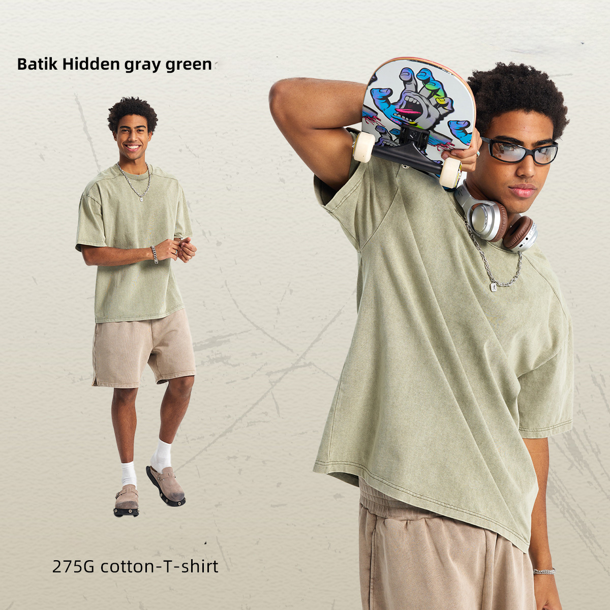 Batik gray green