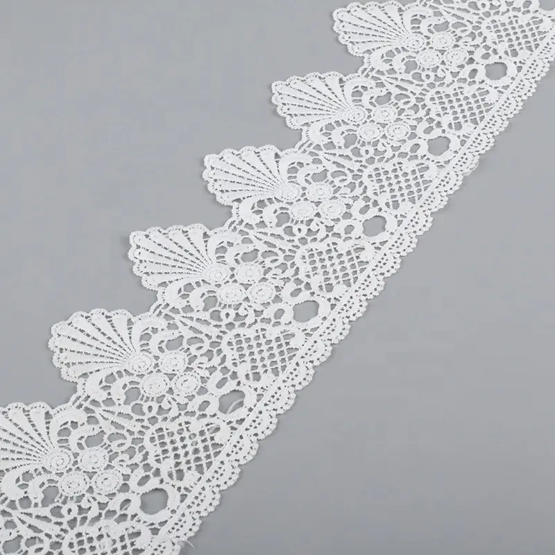 Manufacturer Wholesale White Floral Eyelet Embroidery 100% Cotton milk silk Bridal Lace Trimmings