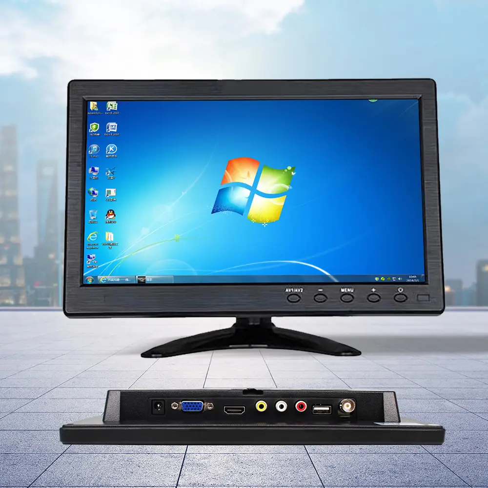 Tela display atacado de fábrica 7 8 10 polegadas, multi-interface hd computador portátil lcd tv monitor com alto-falante entrada av vga
