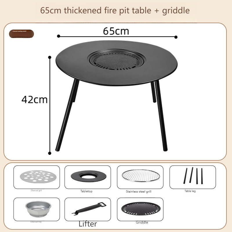 Grande table de cuisson au charbon de bois + plaque de cuisson