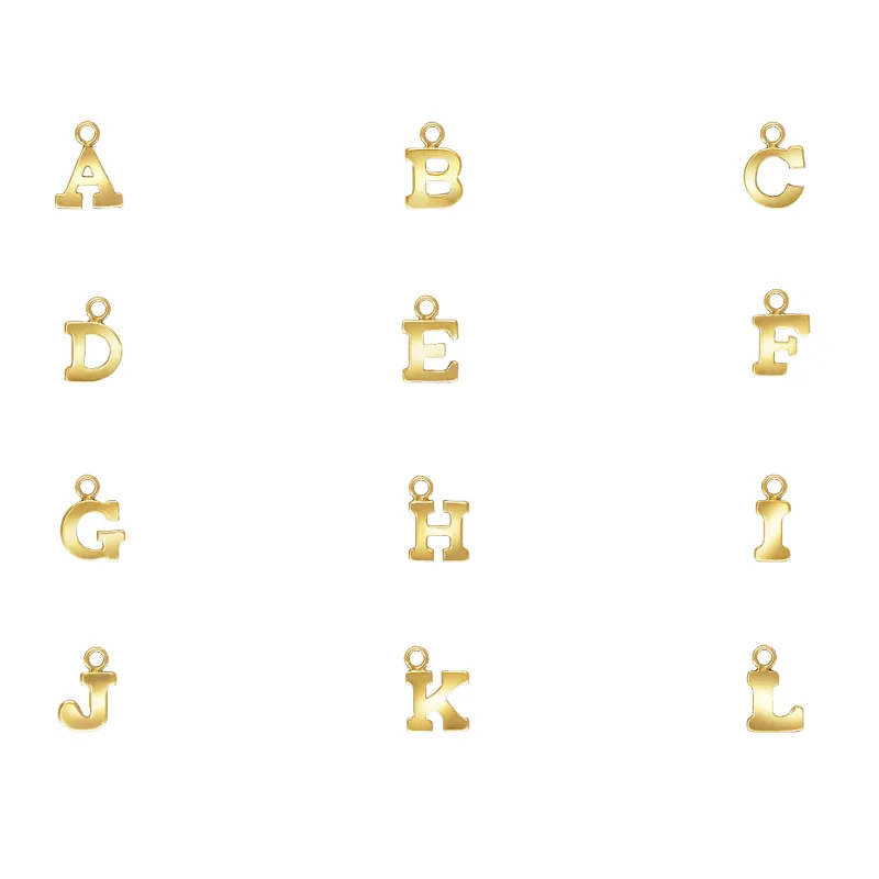 Wholesale Fashion Jewelry A-Z 14K Gold Filled Initial Alphabet Letter Charm Pendant Design for Jewelry Bracelet Making