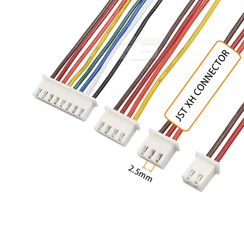 Conector de fio personalizado, pitada original de 2.5mm, fêmea, pa66, 2 3 4 pinos, jst xh 2.54, conector de montagem, 10 cabos