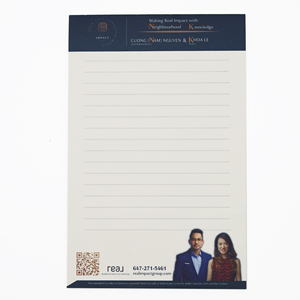 Custom Offwhite Hotel Notepad Logo and QR <strong>Code</strong> with Wide Ruled Notepad and Glued Paper Notepads
