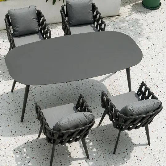 Corda alumínio jardim cadeira 180cm sinterizado pedra outdoor dining table sets 4 people outdoor jardim mobiliário