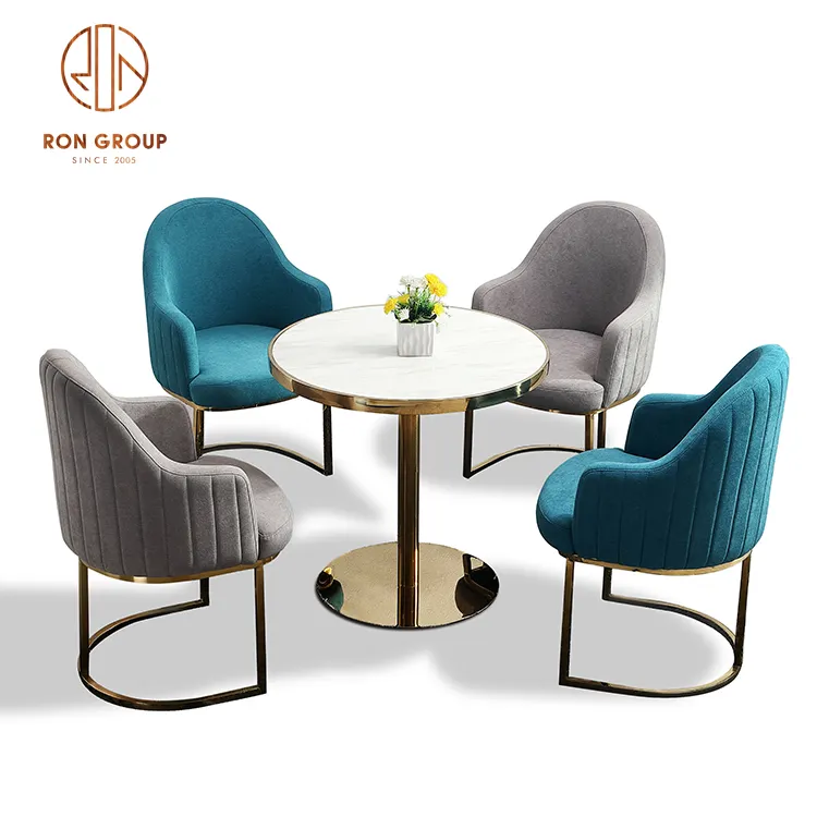 Design moderno divano singolo in metallo di lusso Club Cafe Shop Reception dell'hotel tavoli e sedie per sala da pranzo Set mobili da ristorante
