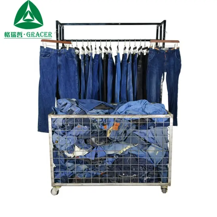 Fashion jeans pants men s jeans second hand clothing online 20ft container used clothes in bales for sale