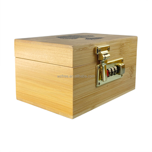 Tự nhiên sinh thái thân thiện tre thảo mộc hút phụ kiện cán khay ống lưu trữ mã hóa khóa hộp xì gà Máy xay Hộp quà tặng với bản lề - Product Image 3