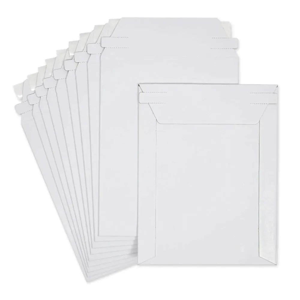 Enveloppes rigides en poly imprimées sur mesure pour photographie enveloppes d'expédition blanches en carton à plat recyclées pour documents photos