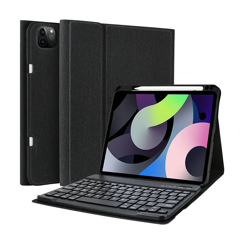 Casing Tablet kulit PU Keyboard, untuk iPad 9.7 10.2 nirkabel BT Tablet Keyboard dengan pemegang pena tahan air untuk penggunaan ponsel