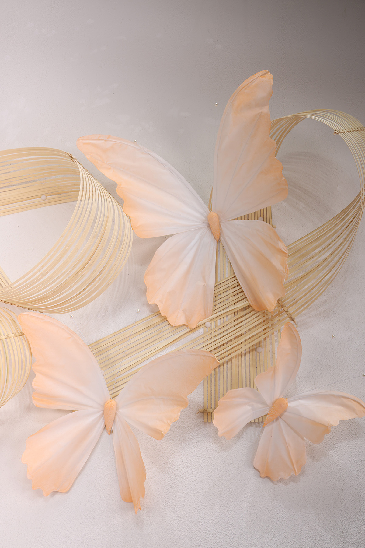 Set tre pezzi farfalla carta color Champagne