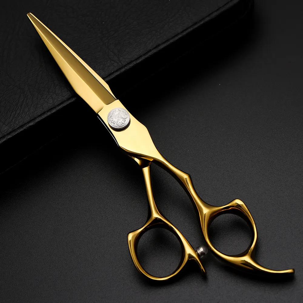 Tesoura de cortar profissional, conjunto de tesoura de aço 440c, profissional, elegante, para barbeiro e cabelo