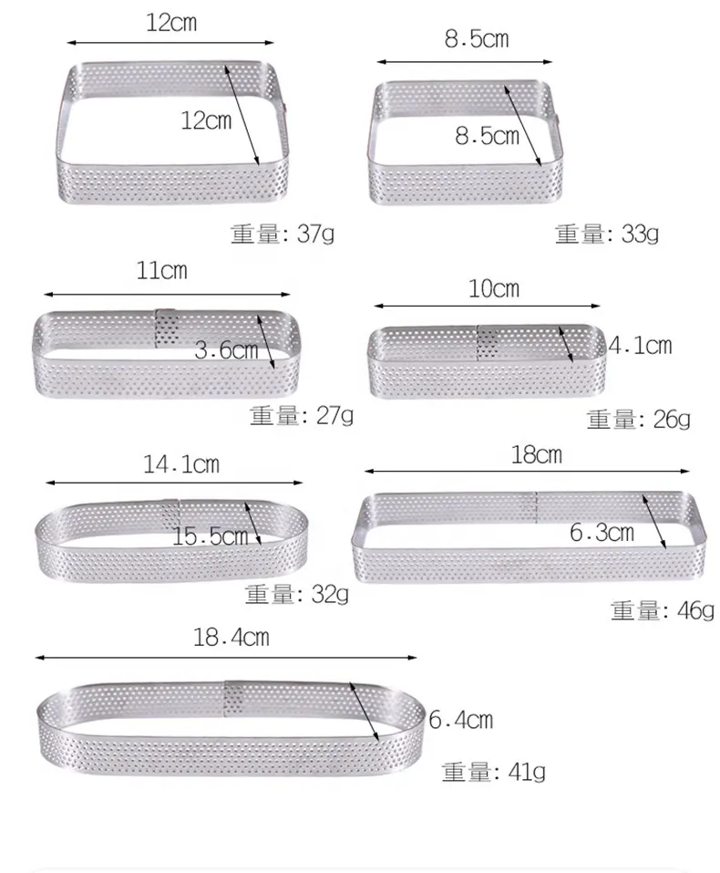 Molde de anel oco de aço inoxidável 304 para mousse de queijo francês, fabricantes de moldes para bolos redondos por atacado