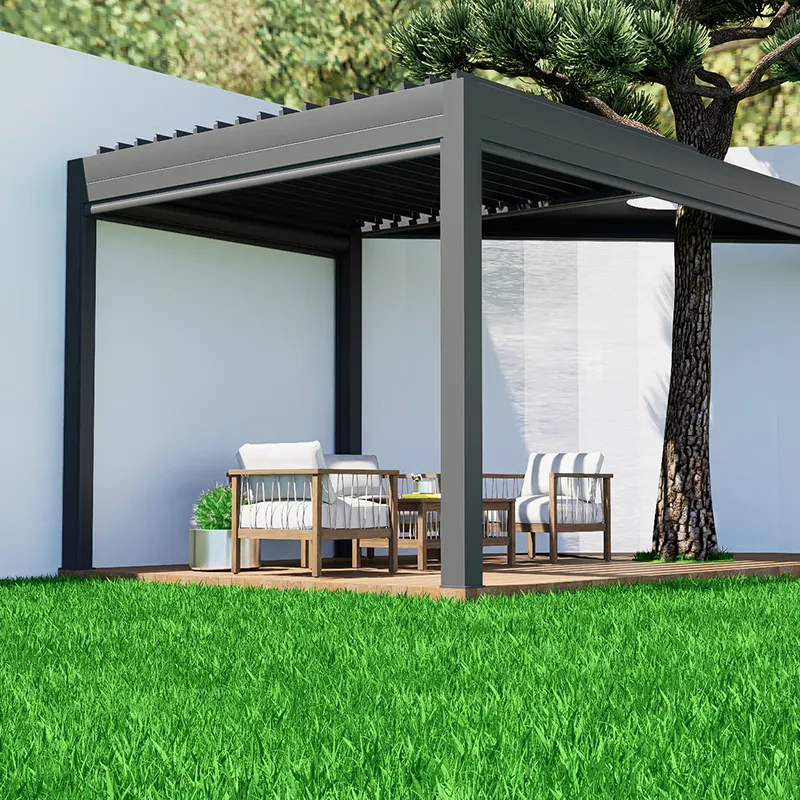 Baixo preço personalizado com sistema de painel solar pérgula de alumínio bioclimática abertura telhado persiana
