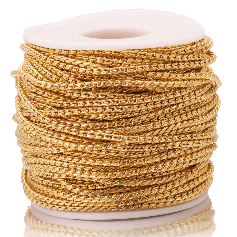 Hobbyworker Lots Bulk Width 2mm Stainless Steel Gold S Hemp Rope Chains for DIY Necklace Bracelet Anklet Jewelry Making Supplies