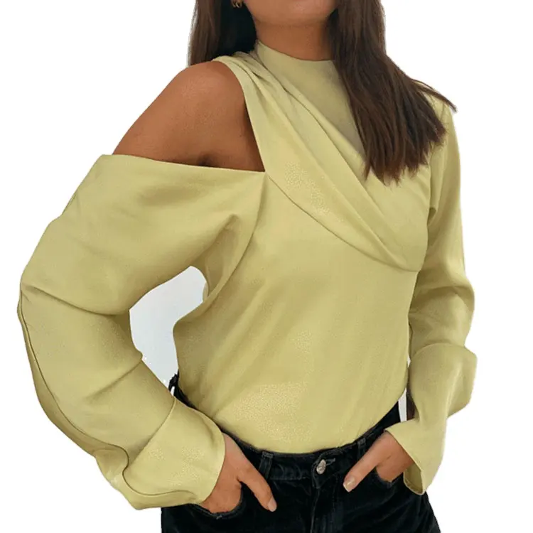 Blusa de satén de manga larga para verano, camisa personalizada para mujer, 2020