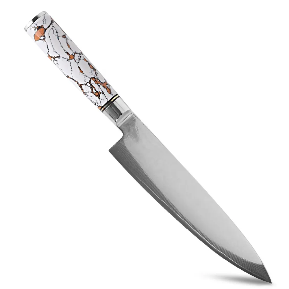 Горячие продажи кулинарные аксессуары ручной работы лазерный дамасский кухонный острый Бирюзовый нож для шеф-повара ножи