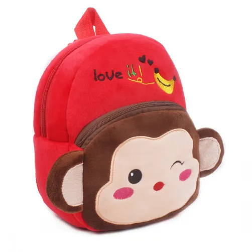 Sevimli maymun hayvan çocuk sırt çantaları kız okul çantaları sırt çantası ile doldurulmuş hayvan