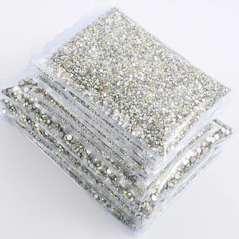 Wholesale 100Gross 14400pcs SS6 8 10 12 16 20 30 Non Hotfix Crystal Stone Bulk Package Flatback AB Crystal Glass Rhinestones