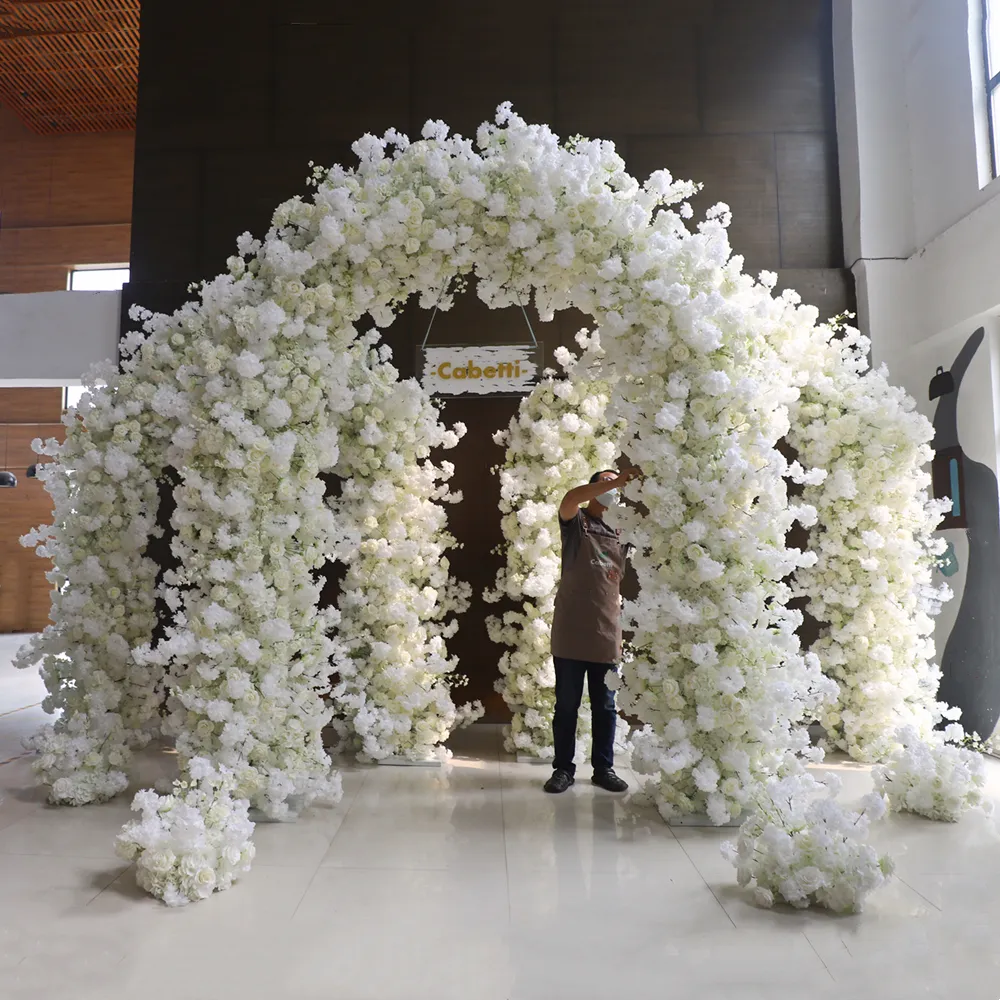 KCFA-113 beyaz lüks kiraz gül kare kemer kiraz çiçekleri çiçek kemer düğün sahne tasarımı için