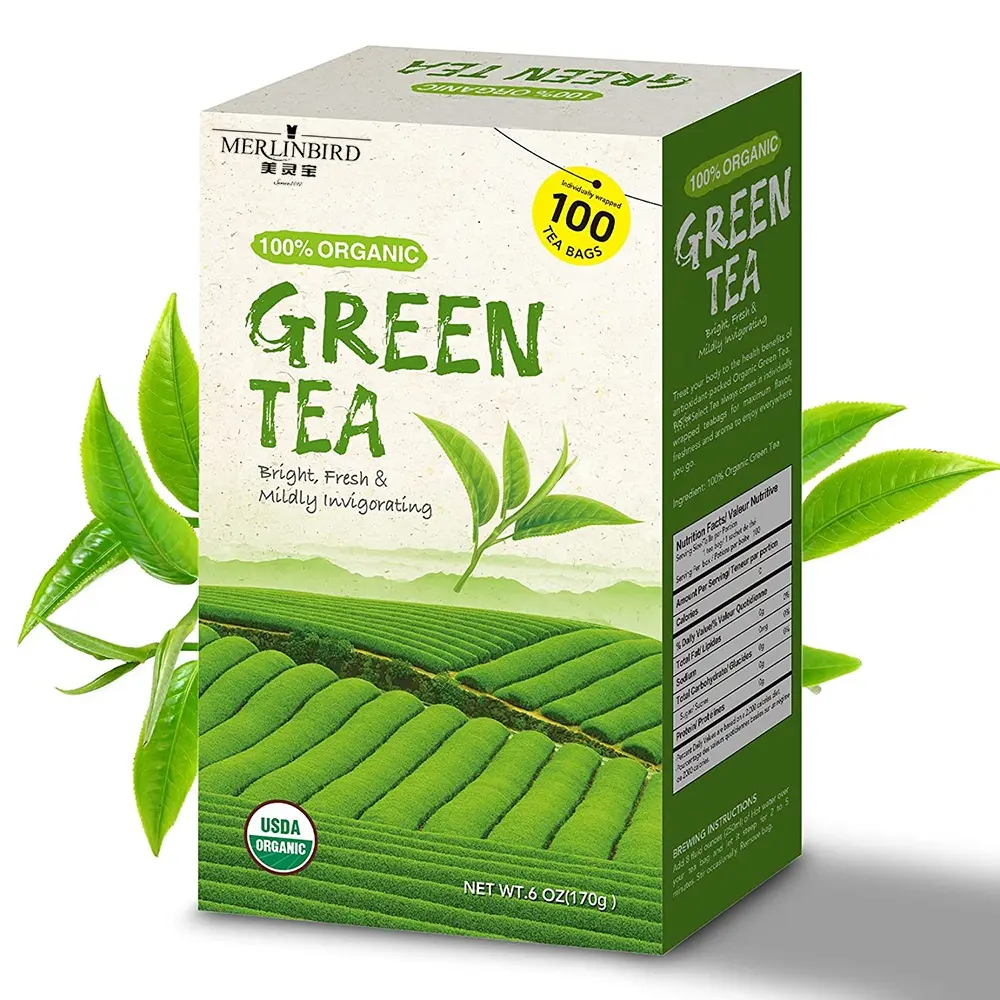 Оптовая продажа, высококачественный китайский новый чай 100, чайные пакетики в упаковке, органический зеленый чай