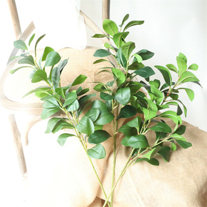 Hot Sale Spring 3 Forks Artificial Leaves Green Plastic Milan Leaves Greeny Plant 80 cm Artificial Branches Leaf