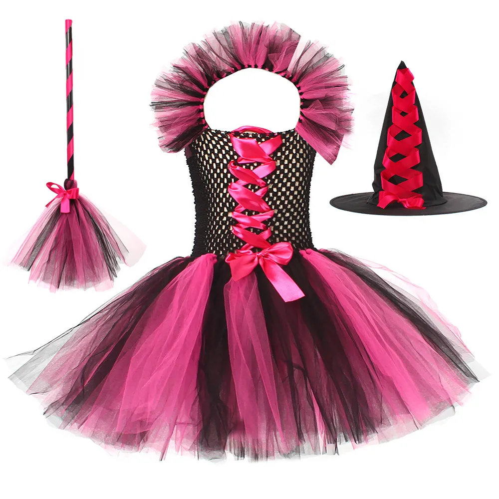 Conjunto de disfraz de bruja de Halloween, traje de fiesta elegante para Niñas para Halloween, Carnaval, fiesta, vestido de Cosplay