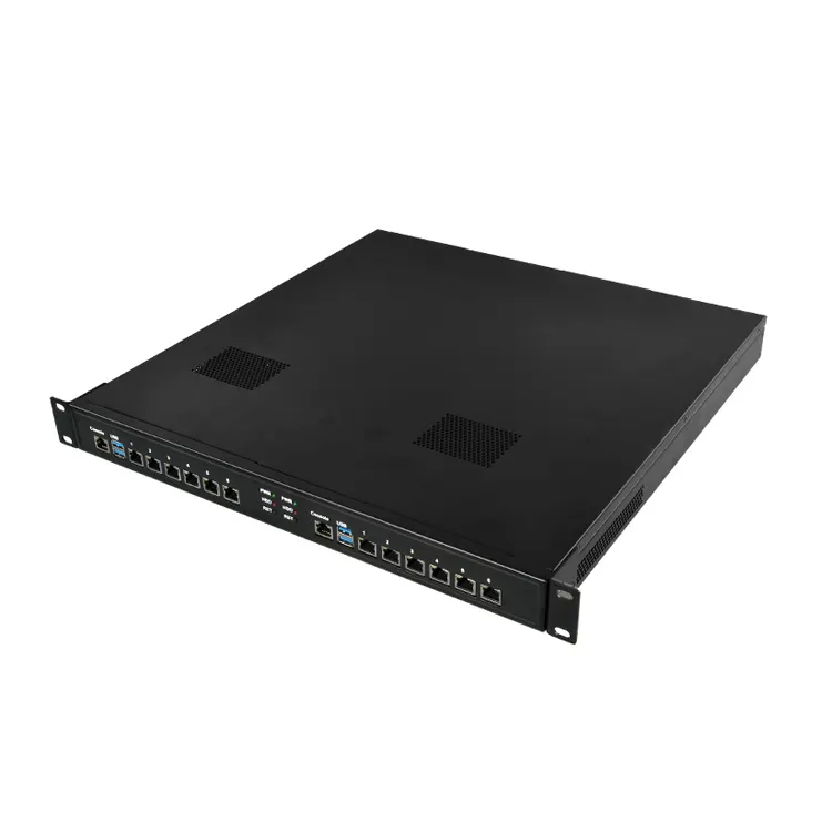 Zunsia High End 1U güvenlik duvarı sunucusu Mini PC 12 LAN bağlantı noktasına kadar, 2 işlemciye sahip güvenlik duvarı Mini PC güvenlik duvarı rotası