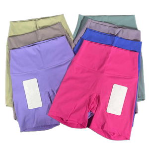 Women's High Waist Fitness Sports Shorts Solid Color <strong>Lulu</strong> Yoga Pants with Soft Spandex Nylon Comprehensive Training Leggings - Product Image 1