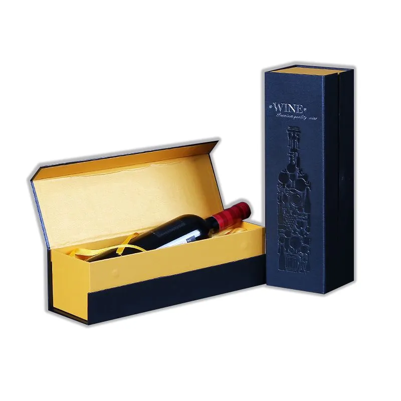 Licor de cartón de lujo Personalizado 1 botella Cajas de Regalo botella magnética embalaje whisky champán caja de vino