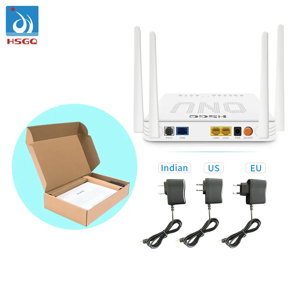 HSGQ-X210DW XPON ONU משלוח מהיר 2GE+1VOIP+ OEM ODM כפול Wifi עבור רשתות FTTH