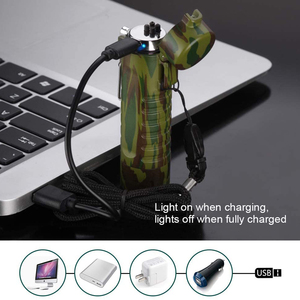 Tragbare <span class=keywords><strong>LED</strong></span>-Taschenlampe für den Außenbereich Elektrisches Doppel bogen feuerzeug Wasserdichtes wiederauf lad bares USB-Plasma Wind dicht Andere Camping ausrüstung