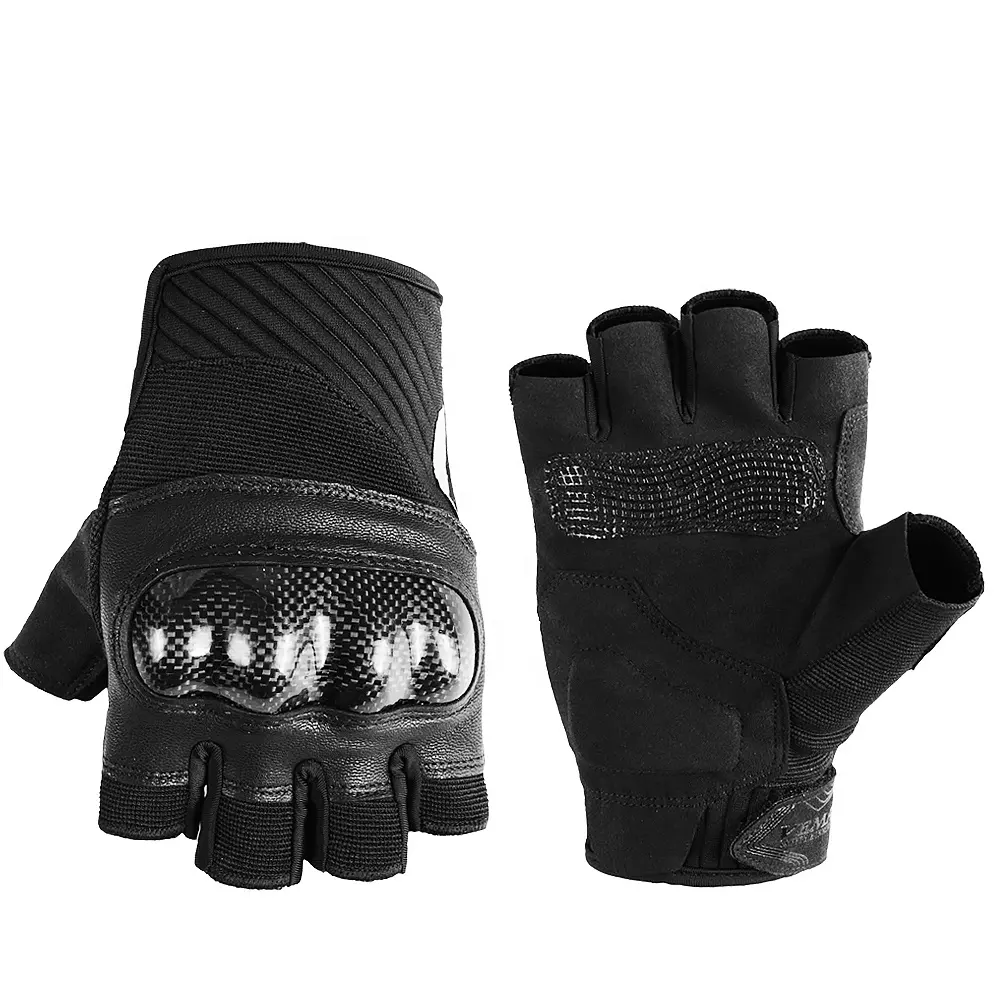 Gants de protection anti-chute en fibre de carbone pour motocross, gants de demi-doigt pour le sport et le cyclisme