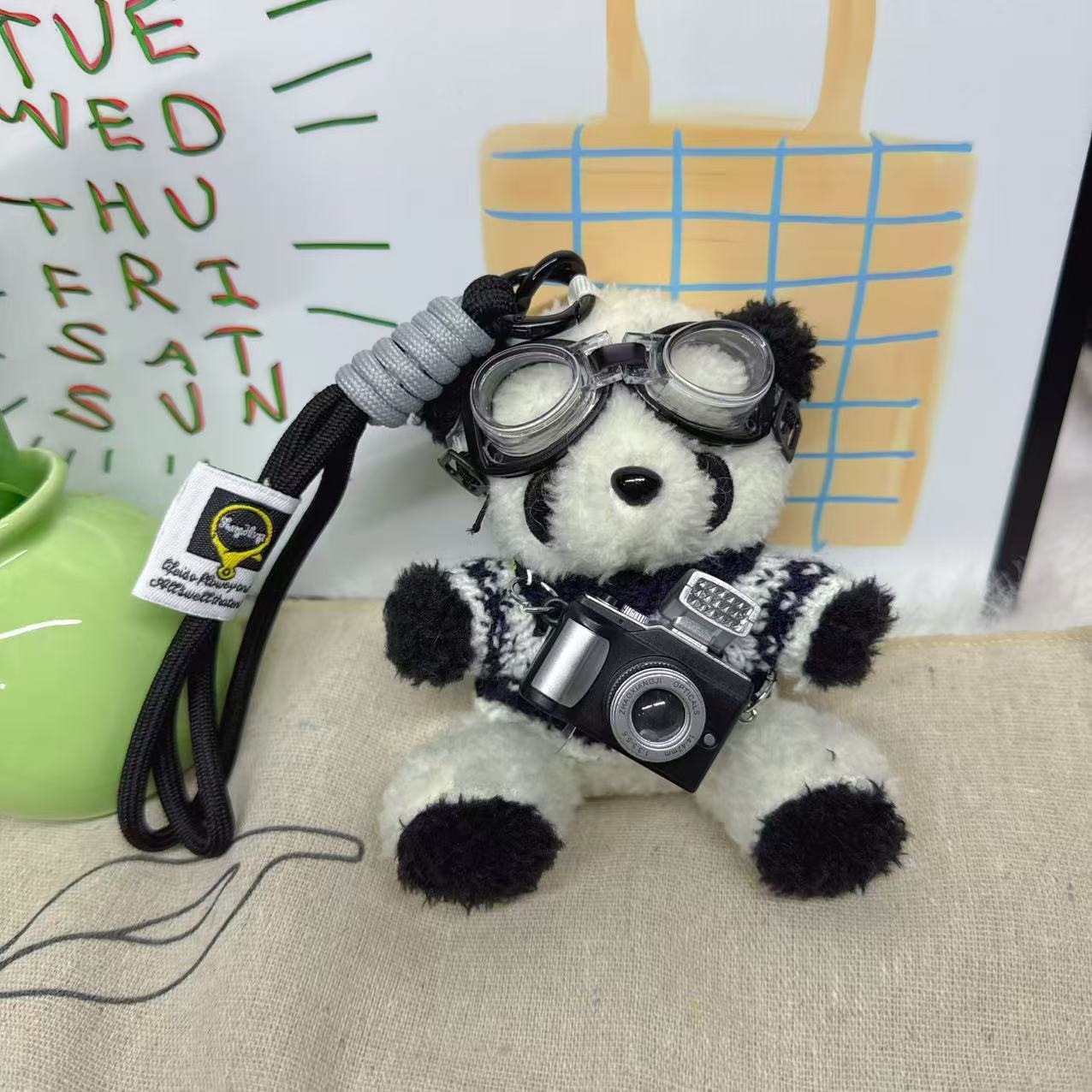 Camera panda navy blue striped sweater