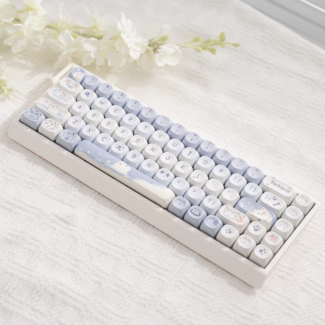 คีย์บอร์ด White-M68 + คีย์แคป M-OA Baituantuan
