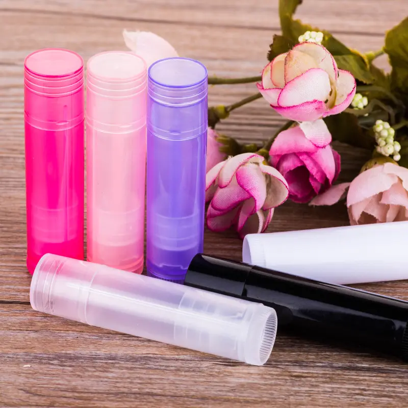 Cetakan layar kustom tabung Lip Balm warna wadah kualitas tinggi 5g plastik kosong tabung lipstik untuk kemasan Lipstik