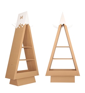 Albero di natale a forma di gancio di visualizzazione piano ha condotto la lampadina ondulato appeso mensola calze gancio di visualizzazione del contenitore di regalo di cartone di visualizzazione ad albero - Product Image 4